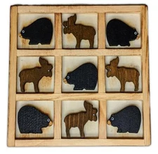 Handmade Old Fashioned Wooden TIC-TAC-TOE Game, MOOSE & BEAR, Wilcor