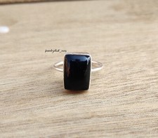 Natural Black Onyx Gemstone Ring 925 Sterling Silver Gift For Beautiful Girls