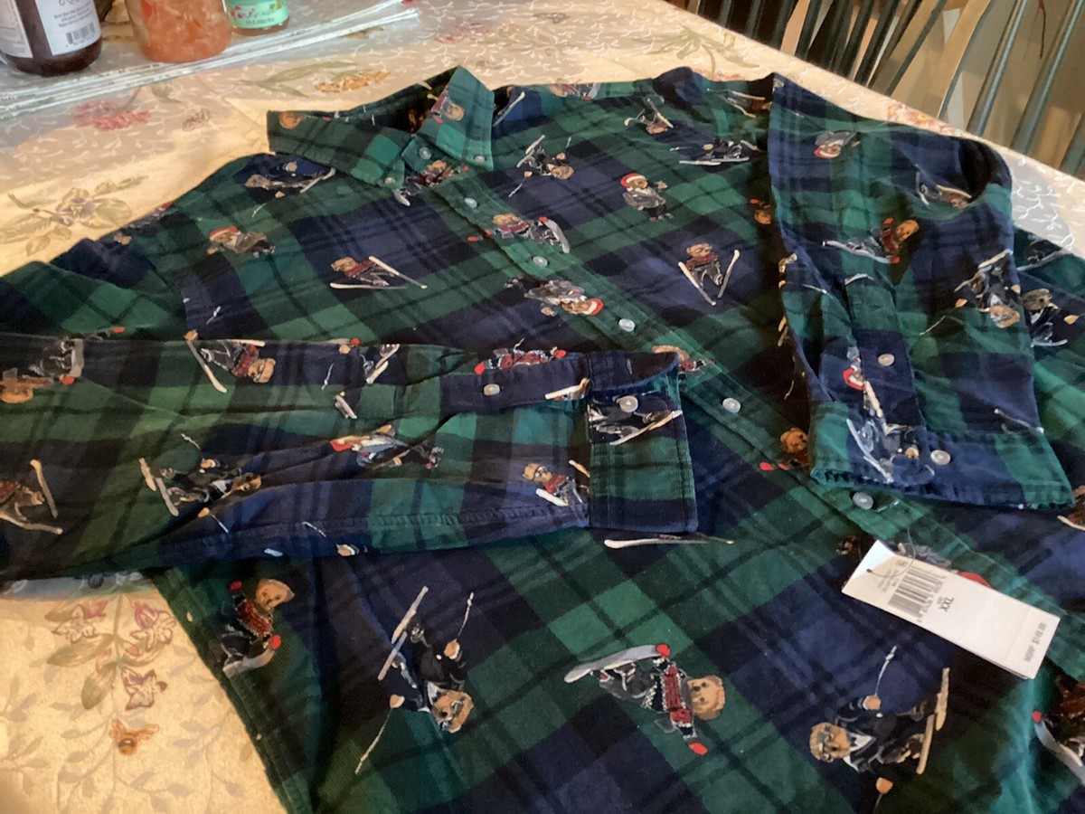 Ralph Lauren Polo Holiday Downhill Skier Bear Tartan Plaid