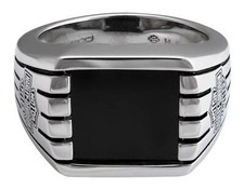 Harley-Davidson Men's Bar  Shield Steel Lines Ring, Silver Stainless Steel