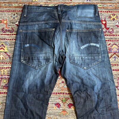 G Star Jeans Adult 33 Blue Raw Denim Dark Wash GS01 Straight Leg