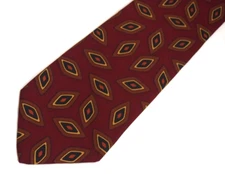 Robert Talbott Mens Necktie Tie Mark Shale Burgundy Red Geometric Wide Silk 59"