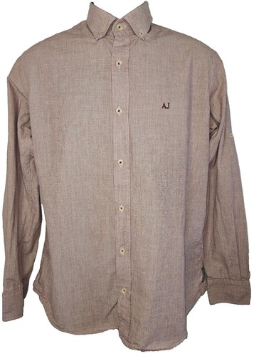 ARMANI JEANS Long Sleeve Shirt, XS, Cotton, Blue, Leather Yoke