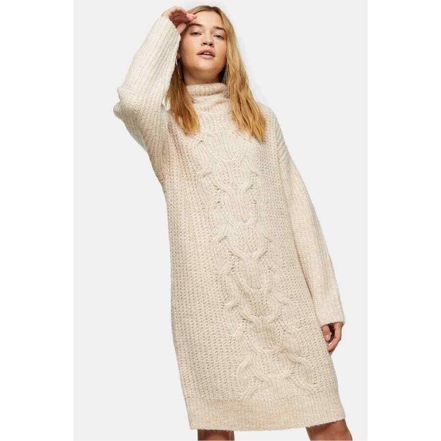 Topshop Ivory Cable Knitted Sweater 