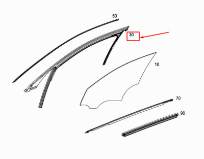MERCEDES-BENZ E W213 Führungsschiene für Fenster vorne rechts A2137252600, teil
