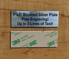 Custom Engraved 1x3 Brushed Silver Plaque / Self Adhesive Sign Plate Tag Marker