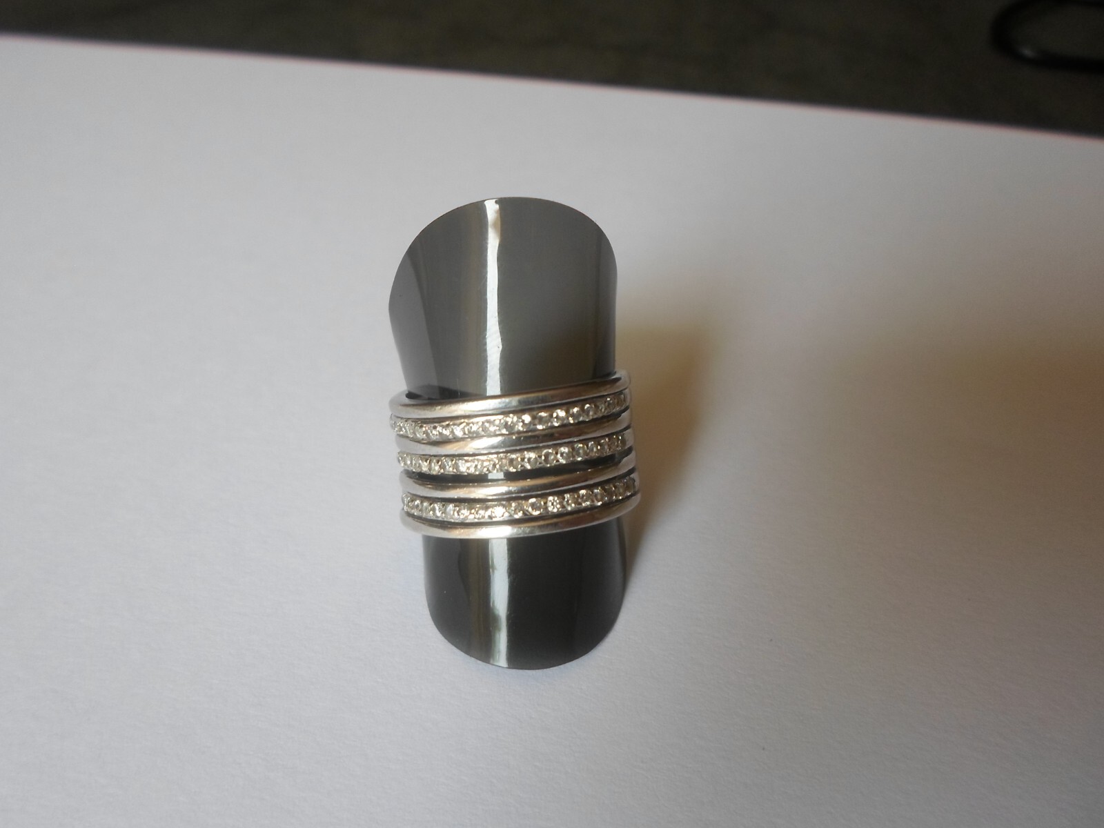 solid silver ring, multi row, zirconiums, size 58 - image 10
