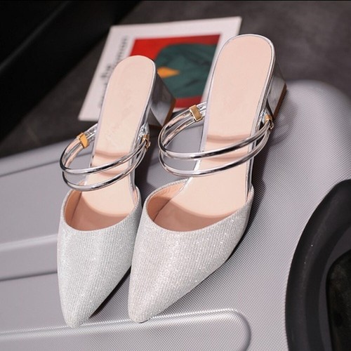 Summer Buckle with Sandals Female Silver Sequins High-heeled Sandals Shoes - Bild 8 von 11