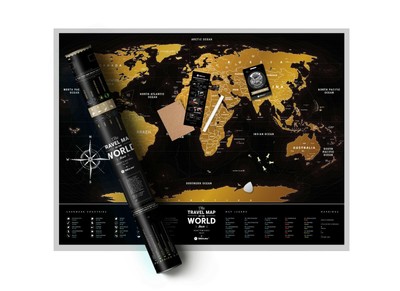 Premium Scratch Off Map Printed On Black Plastic - Large Personalized World Travel Map Poster Deluxe Edition - Best Gift For A Traveler & 1St Wedding Anniversary Gift For Him By 1Dea.Me (4820191130074)