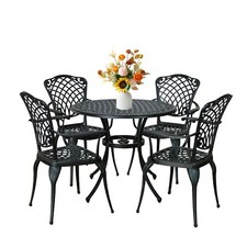 5 PCS Outdoor Dining Set,Cast Aluminum Patio Table and Chair Set of 4