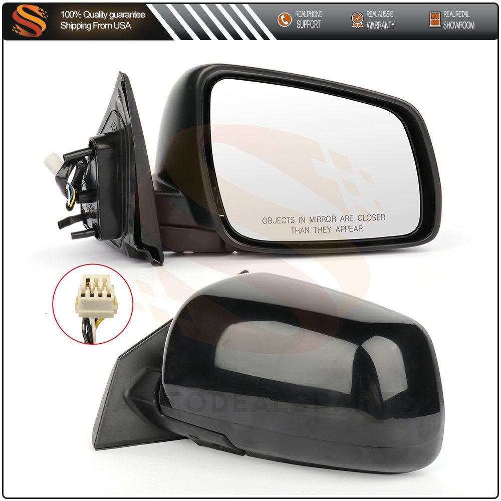 2008-2014 Mitsubishi Lancer Left+Right Black Power Manual Fold Mirrors