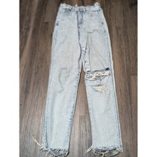 Jordache Vintage Mom Jeans Distressed High Waist Light Wash Denim Size 6