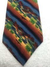J GARCIA MENS TIE ORANGE BLUE GREEN YELLOW 4 X 60