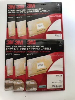 25 Sheets 3M Permanent Adhesive Shipping Labels (3800-V), White 3⅓ x 4 ...