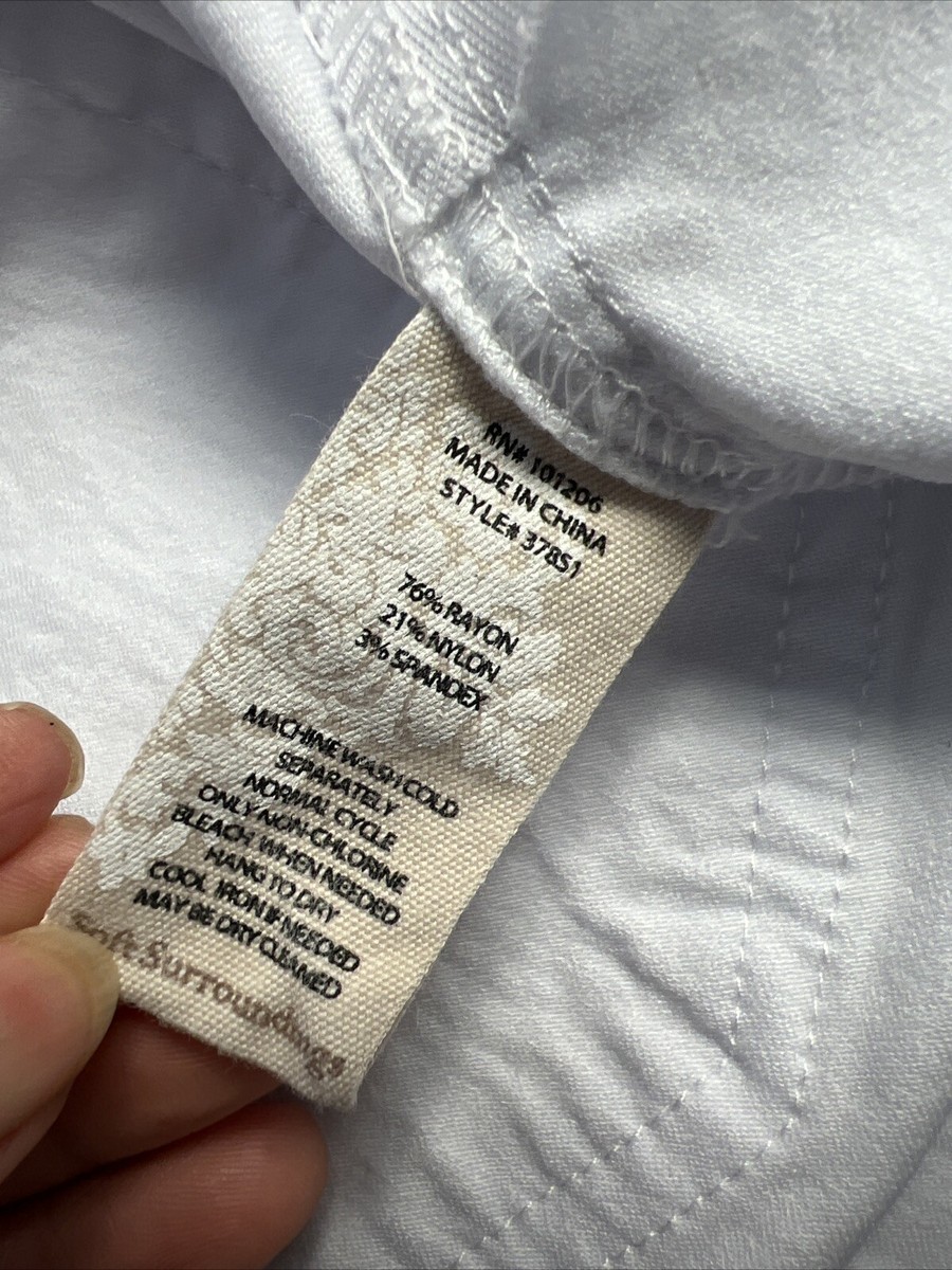 Soft Surroundings Pants Womens PL White Crop Pull On Stretch | eBay