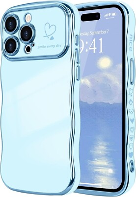 for Iphone 14 Pro Max Case for Women Girls, Cute Wave Frame Curly Shape with Lov