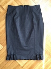 Bebe Classic Pencil Skirt Ruffle Gray Grey Charcoal 6 S M