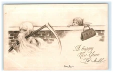 1915 Toledo IA, Iowa A Happy New Year Cherub & Father Time