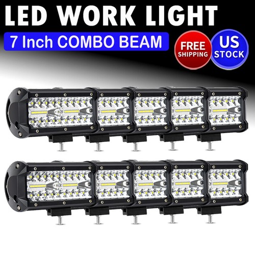 Pair 7inch Led Work Light Bar Spot Flood Offroad Driving 4wd 4x4 Reverse
