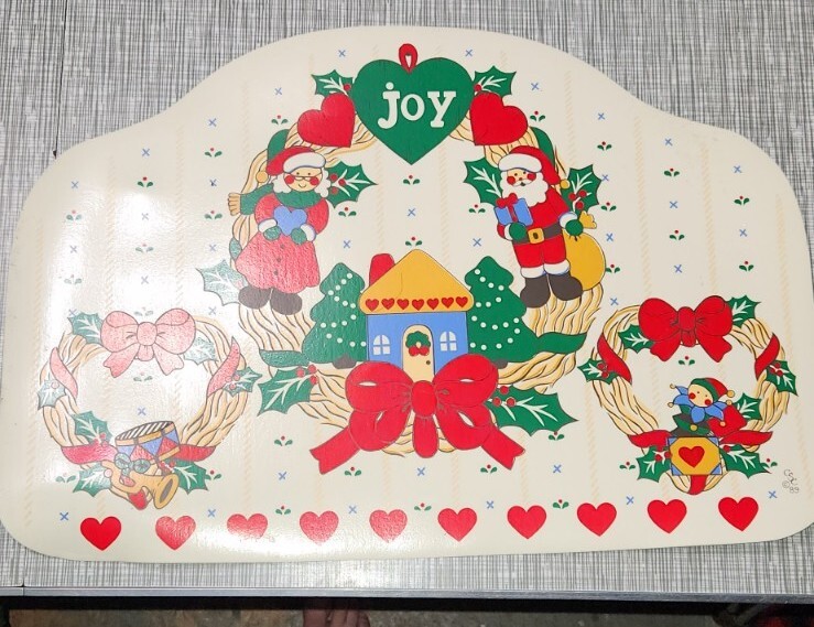 Vintage Lot 5 Vinyl Christmas Placemats Joy Mr. Mrs. Claus CSC 1989 eBay