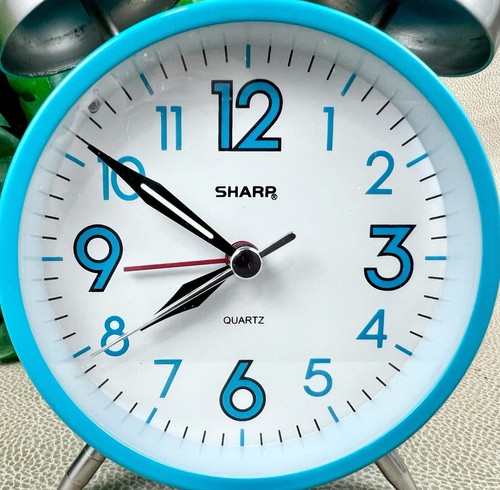 Sharp Twin Bell Quartz Alarm Clock #SPC851 - Back Lit, Loud, Retro Teal, Tested - Picture 2 of 7