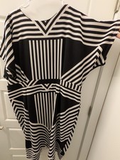 ASOS Women's Midi Dress Size 18 Black and White Striped