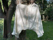 Antique White Cotton Bloomers / Victorian Edwardian Lace Trim/Hist