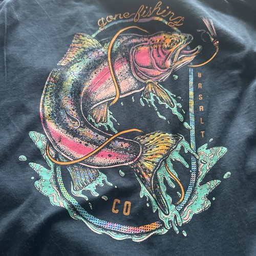 NEW Frying Pan Angler Fly Fishing BASALT COLORADO Long Sleeve T-shirt Trout L - Picture 6 of 9