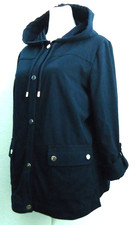 Chico's Zenergy Hooded Long Sleeve Dark Blue Jacket Snap Size-1/US-8/10