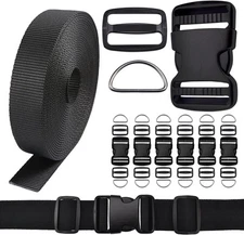 CooBigo 3/4 Inch Buckles Straps Set 6 Yards Black Nylon 