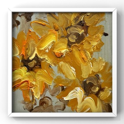 Puglia Sunflower Field Abstract Floral Impressionist Painting Wall Decor Framed