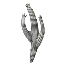 Vintage Cactus Brooch Lapel Pin Southwest Native American Style Boho Silver Tone