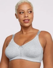 Bali 3036 Gray Double Support Cotton Comfort U Back Wireless Bra Sz 36D