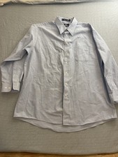 Stafford Essentials Size 18 34-35 Dress Shirt Long Sleeve Blue Button up