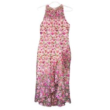 Adrianna Papell Sheer Floral Overlay Womens size 2 Sheath Dress Coquette Cottage