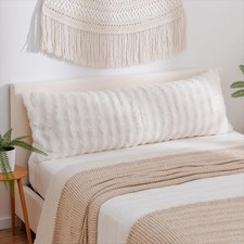 Faux Fur Body Pillow Cover, Super Soft Fuzzy Plush Bedding Pillow Long Pillow...