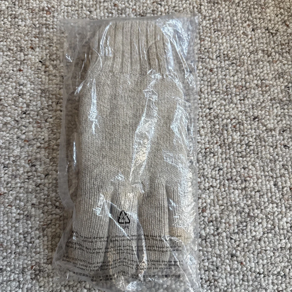 Guantes de lana de trapo de avena J Crew con Touchtech de cuero. Hombre Pequeño-Mediano. Nuevo con etiquetas Foto 2 de 4