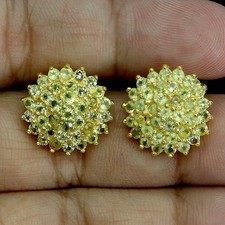 925 Sterling Silver Earrings Round Peridot 2mm Natural Gemstone Jewelry