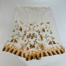 Vintage 100 Silk Scarf Chinoiserie Children Playing Print Ivory Multi 67x20
