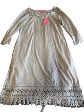 Simply Southern Ladies Grey Dress NWT Size Small Lace Hem Simple Classic