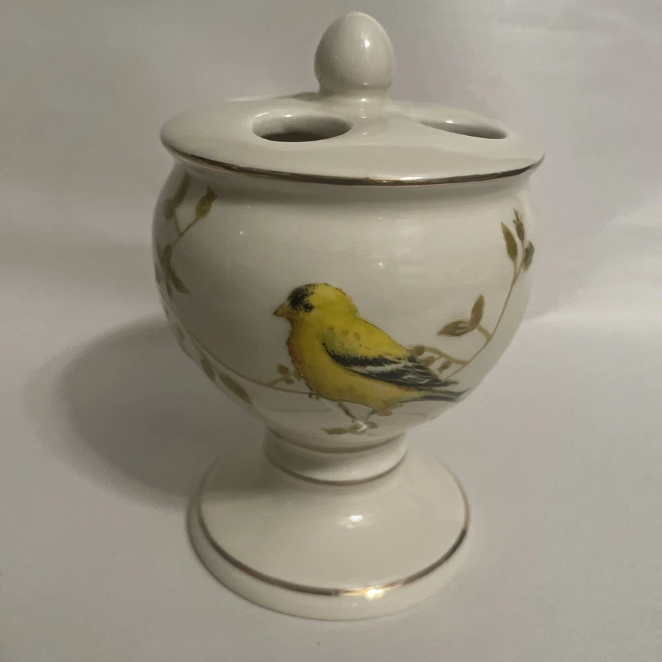 Soporte para cepillo de dientes Avanti Gilded Birds - Marfil - Cepillo de dientes Foto 2 de 4