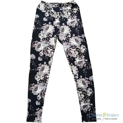 Willow Roses Black and White Leggings Women's Charlie's Project One Size 2-12