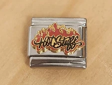 Hot Stuff Fire Flames italian Charm 9mm Bracelet Link gift  Enamel
