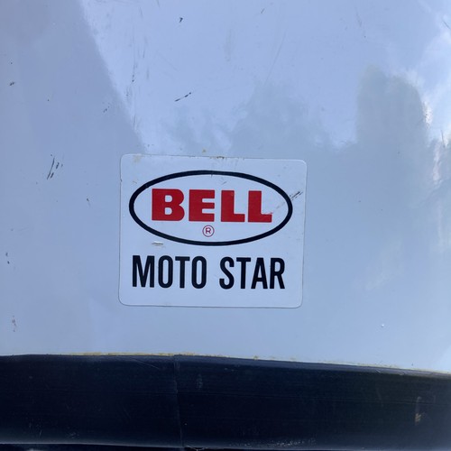 Vintage 70s Bell Moto Star Motorcycle Helmet White 7 3/8 59cm - Afbeelding 7 van 14