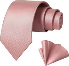 TASTION Mens Dusty Rose Tie for Men Classic Silk Necktie Solid Dusty Rose Tie