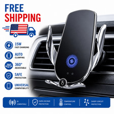 15W Fast Wireless Car Charger Phone Mount Auto Clamping Qi Charging Holder