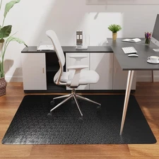 Office Chair Mat for Hardwood Floor 30"x48"Large Black PVC Computer Desk