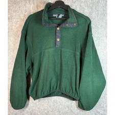 Vintage Woolrich Half Button Green Medium Fleece Made in USA Lightweight Jacket
