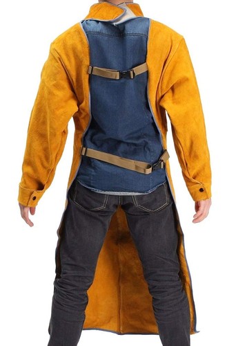 Leather Welding Apron with Sleeve,Heavy Duty Welding Jacket,Heat Flame Resist... - Picture 6 of 9