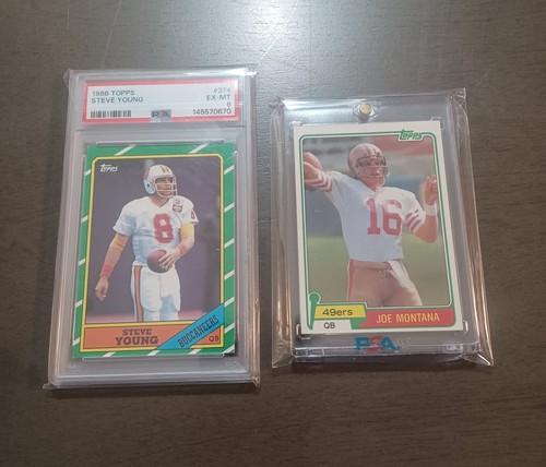 1981 Topps - Joe Montana Rookie #216 ex/nm and PSA 6 Rookie Steve Young #374
